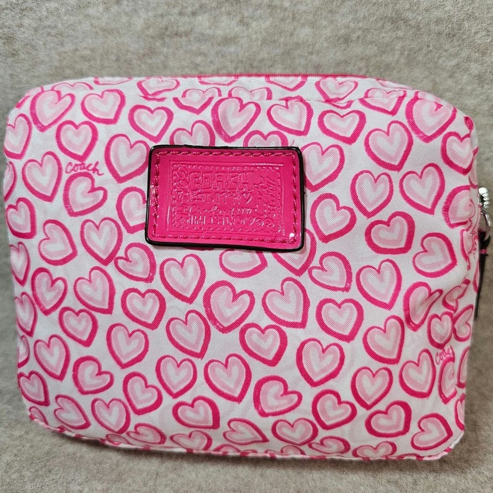 Coach Heart Print Valentine Folding Reusable Tote Shopping / Beach Bag